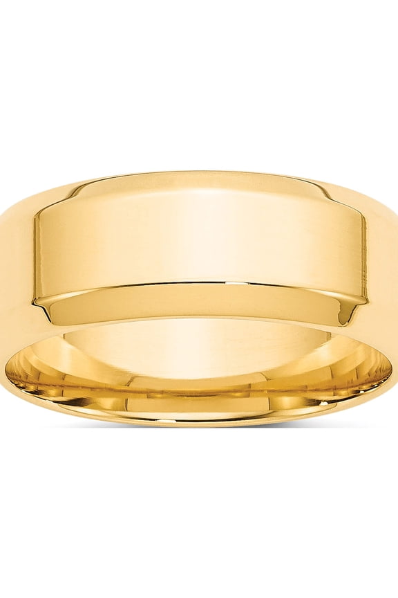 14K Yellow Gold 14Ky 8mm Bevel Edge Comfort Fit Band Size 5 Made In United States bec080-5