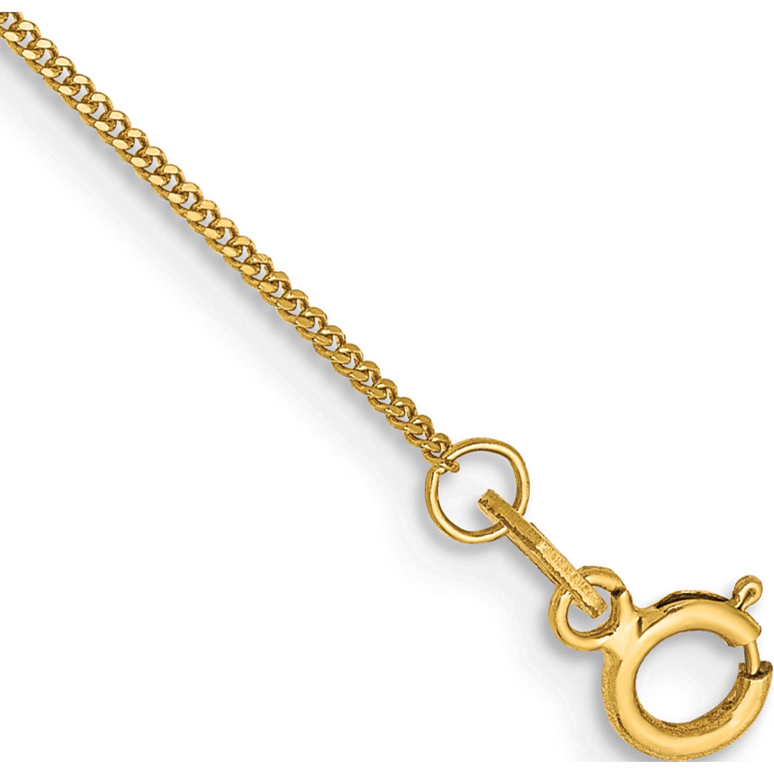 14K Yellow Gold 14Ky .9mm Curb Chain Anklet (10 X 0.9) Made In South Africa pen101-10