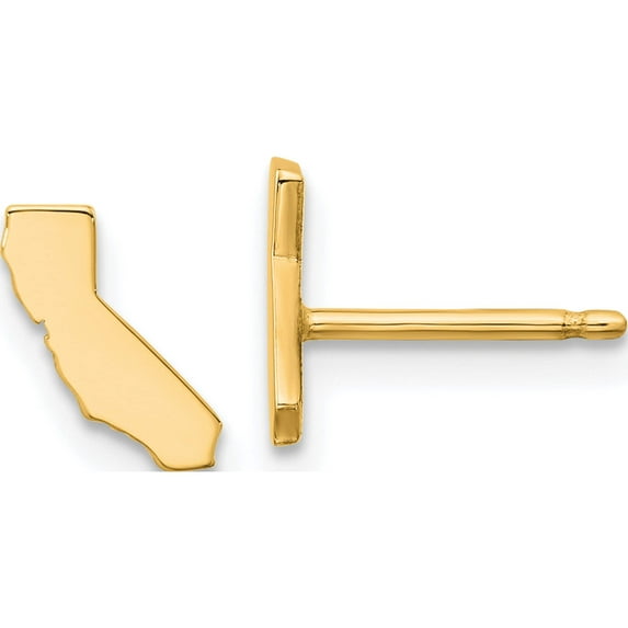 14K Yellow Gold 14Ky California State Earrings (8.28 X 3.87) Made In United States xne50y-ca