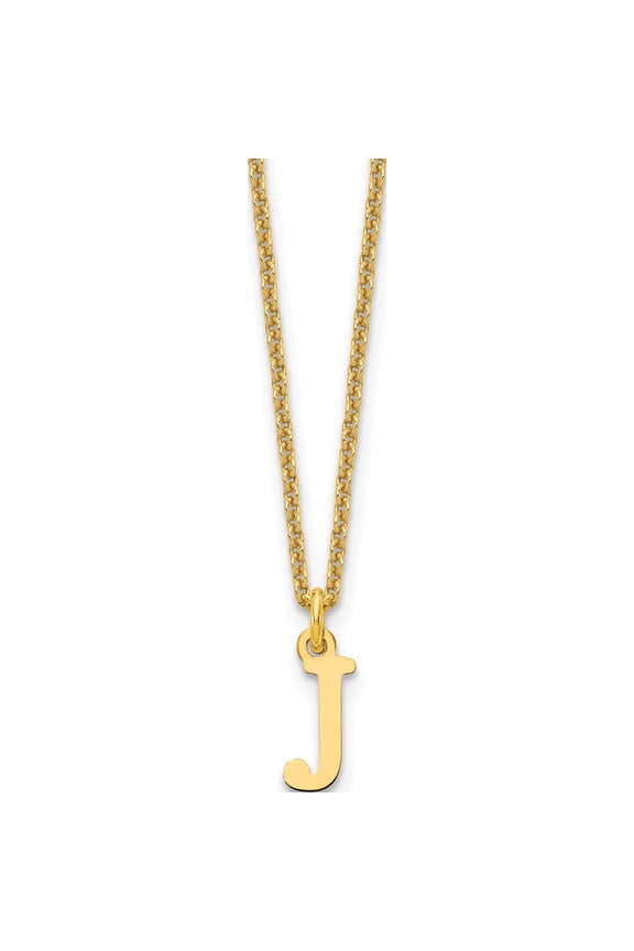 14K Yellow Gold 14Ky Cutout Letter J Initial Necklace(Length 18) - Jbsp