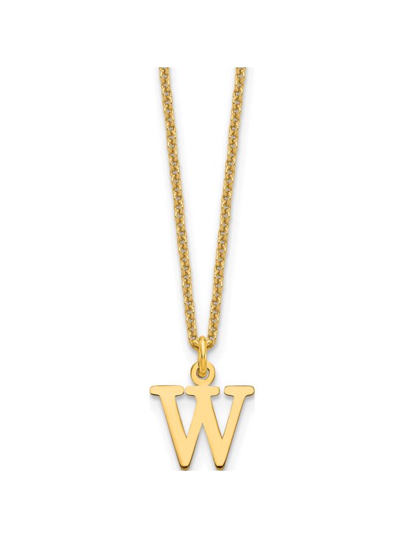 14K Yellow Gold 14KY Cutout Letter W Initial Necklace