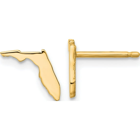 14K Yellow Gold 14Ky Florida State Earrings (8.65 X 7.07) Made In United States xne50y-fl