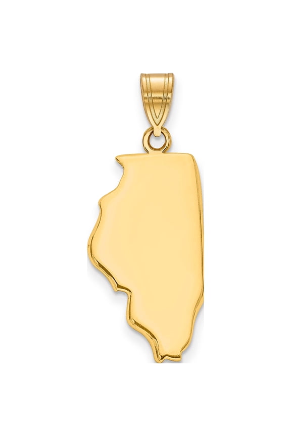 14K Yellow Gold 14Ky Illinois State Pendant (24.85 X 11.65) Made In United States xna707y-il