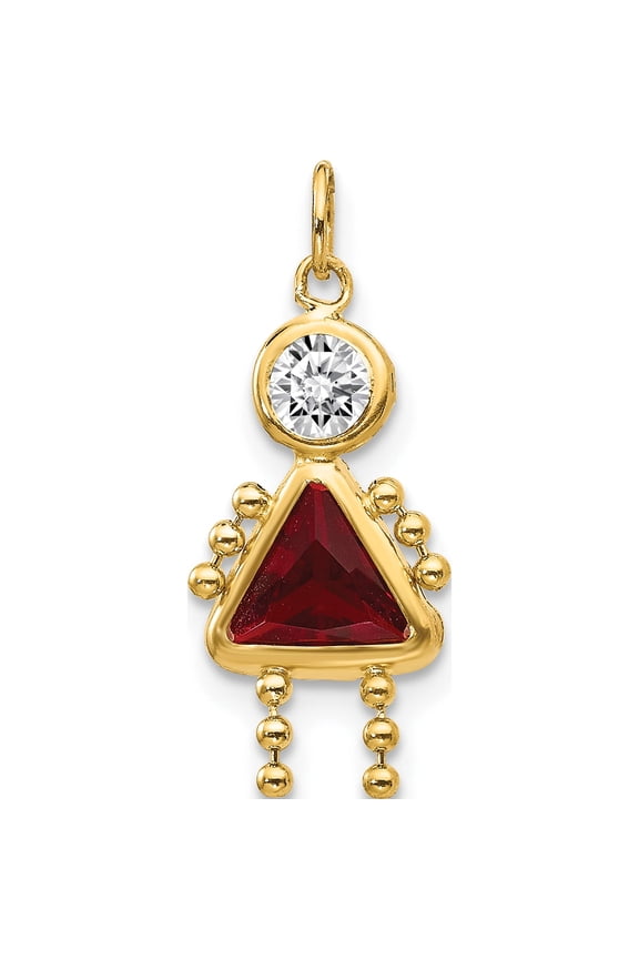 14K Yellow Gold 14Ky January Girl Birthstone Charm (20 X 10) Made In United States xck156