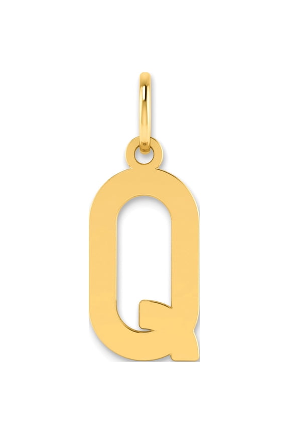 14K Yellow Gold 14ky Letter Q Initial Pendant