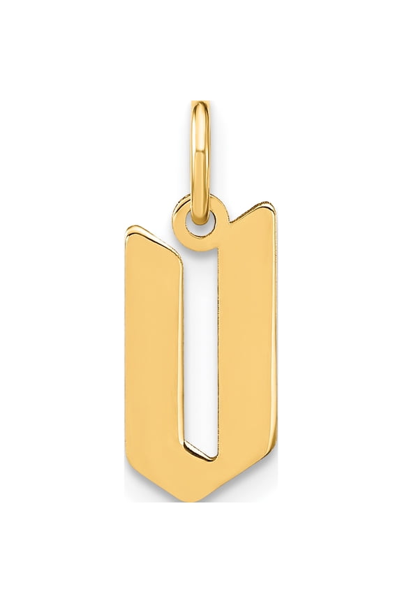 14K Yellow Gold 14KY Letter V Initial Pendant
