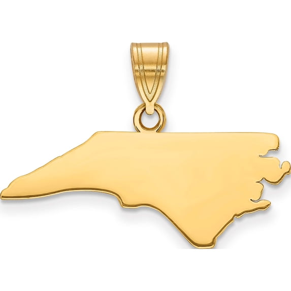 14K Yellow Gold 14Ky North Carolina State Pendant (14.4 X 23.65) Made In United States xna707y-nc
