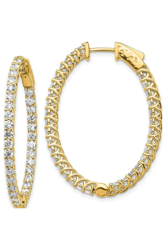 14K Yellow Gold 14Ky Oro Spotlight Lab Grown Dia. Si+, H+, Oval Hoop With Safety Clasp Earrin Made In United States xe2024lg