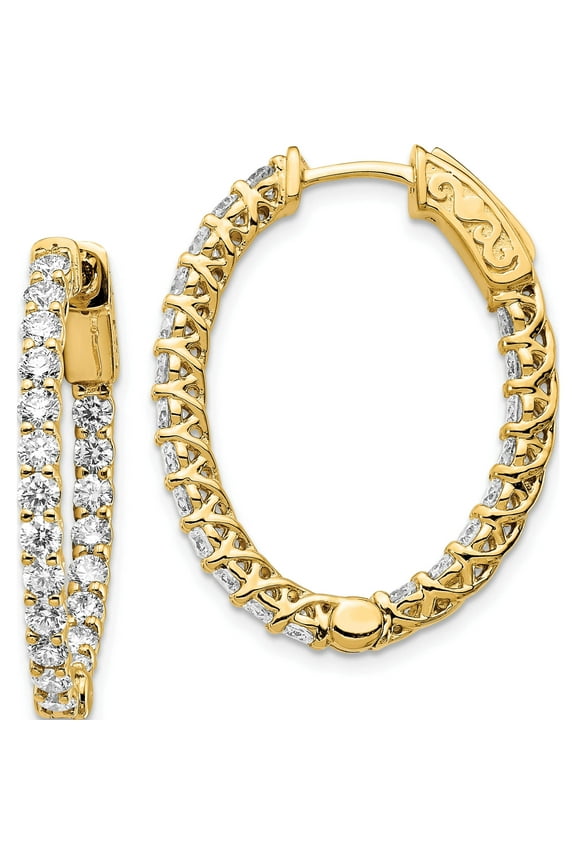 14K Yellow Gold 14Ky Oro Spotlight Lab Grown Dia. Si+, H+, Oval Hoop With Safety Clasp Earrin Made In United States xe2025lg