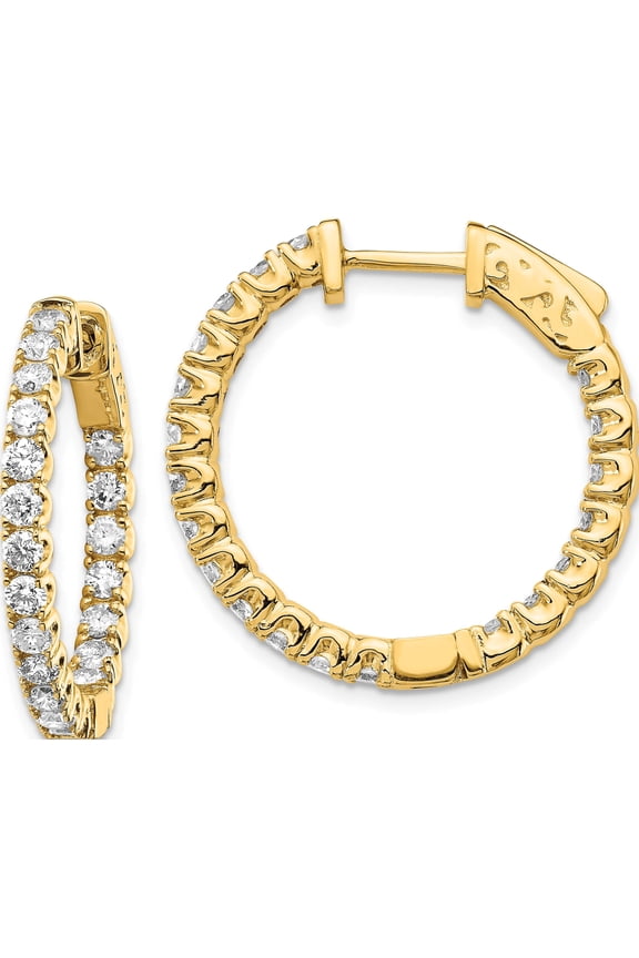 14K Yellow Gold 14Ky Oro Spotlight Lab Grown Dia. Si+, H+, Round Hoop With Safety Clasp Earr Made In United States xe2012lg