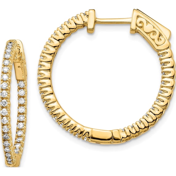 14K Yellow Gold 14Ky Oro Spotlight Lab Grown Dia. Si+, H+, Round Hoop With Safety Clasp Earri Made In United States xe1984lg