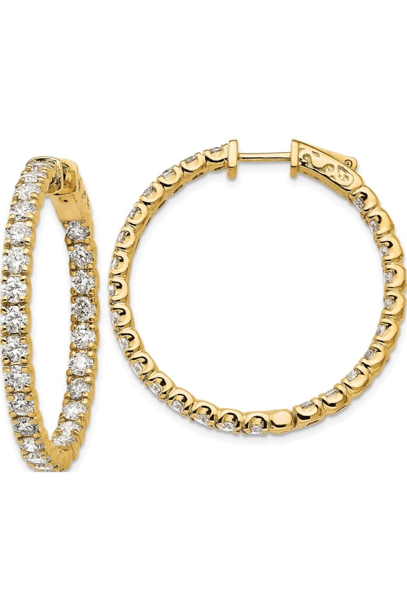 14K Yellow Gold 14Ky Oro Spotlight Lab Grown Dia. Si+, H+, Round Hoop With Safety Clasp Earri Made In United States xe2017lg