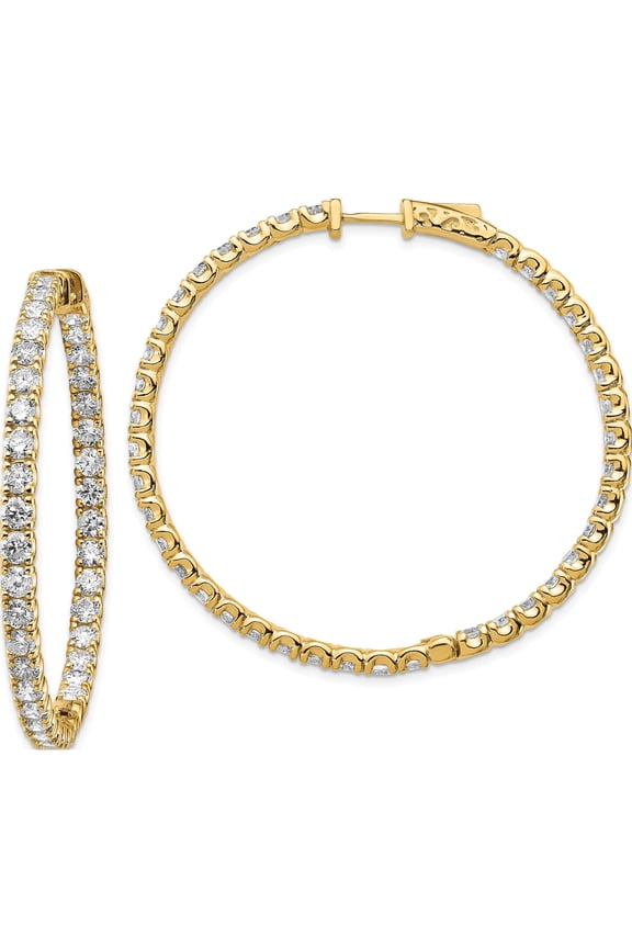 14K Yellow Gold 14Ky Oro Spotlight Lab Grown Dia. Si+, H+, Round Hoop With Safety Clasp Earri Made In United States xe2018lg