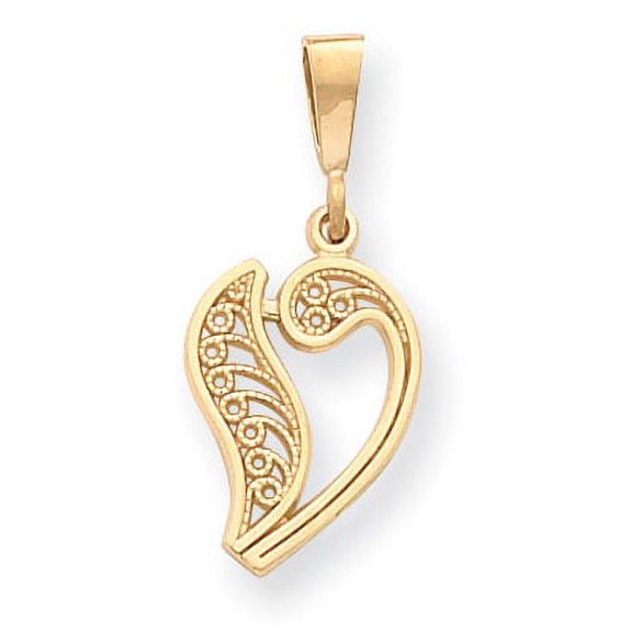 Jewelry by Sweet Pea 14K Yellow Gold 14KY Polished Script Filigree Letter V Initial Pendant