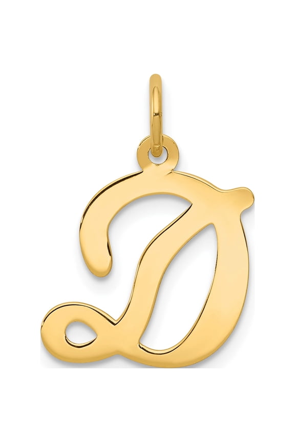 14K Yellow Gold 14Ky Script Letter D Initial Charm (13.89 X 15.88) Made In United States yc248d