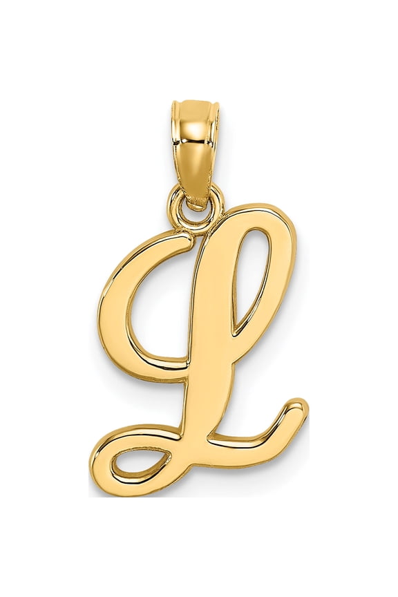 14K Yellow Gold 14Ky Script Letter L Initial Pendant (18.6 X 10.2) Made In United States k6422l