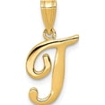 thumbnail image 1 of 14K Yellow Gold 14Ky Script Letter T Initial Pendant Made In United States yc993t, 1 of 6