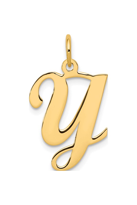 14K Yellow Gold 14Ky Script Letter Y Initial Charm Made In United States yc248y