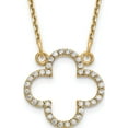 thumbnail image 1 of 14K Yellow Gold 14Ky Small Necklace Diamond Quatrefoil Design (18 X 15) Made In United States xp5050a, 1 of 5