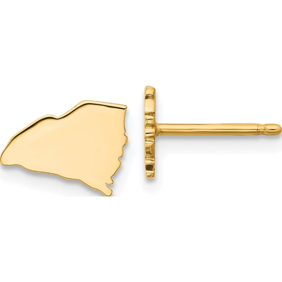 14K Yellow Gold 14Ky South Carolina State Earrings (6.87 X 9.01) Made In United States xne50y-sc