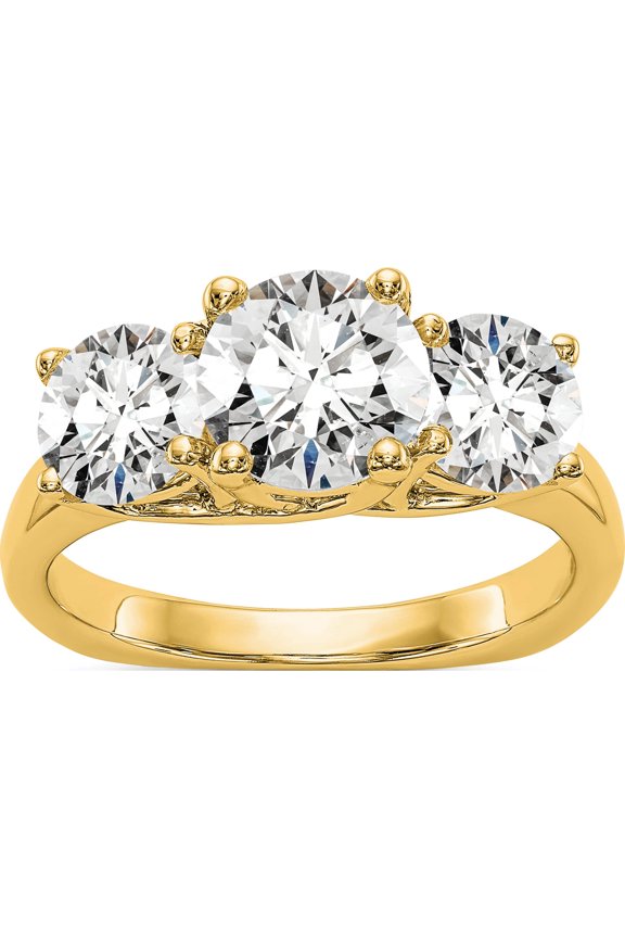 14K Yellow Gold 14Ky True Origin 3-Stone Lab Grown Diamond Vs/Si, D E F, Semi-Mount Engage (Size 7) Made In India rm2953e-100/100-yld