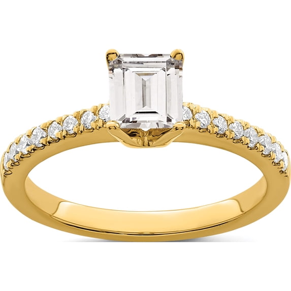 14K Yellow Gold 14Ky True Origin Lab Grown Diamond Vs/Si, D E F, Semi-Mount Engagement Rin (Size 7) Made In India rm2643e-050-yld