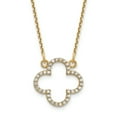 thumbnail image 1 of 14K Yellow Gold 14ky Small Diamond Quatrefoil Design Necklace, 1 of 3