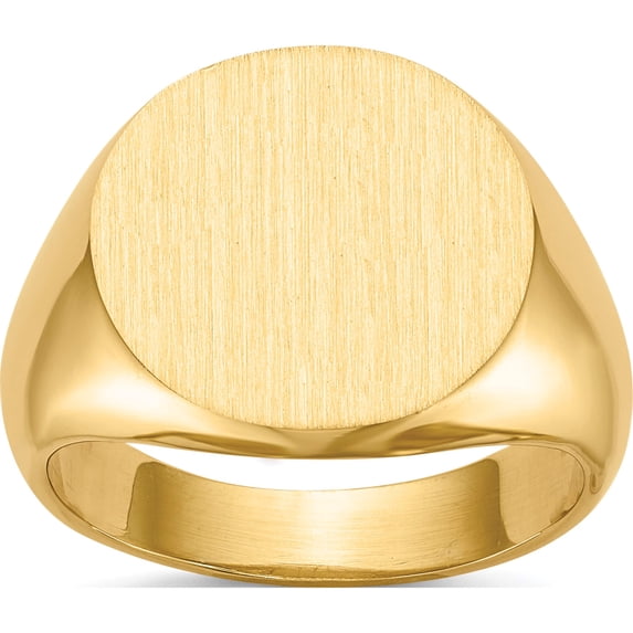 14K Yellow Gold 15.0X15.5mm Open Back Signet Ring (Size 8) Made In United States rs287