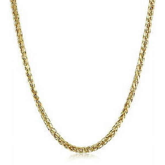 14K Yellow Gold 16in 2.1mm Round Wheat Chain with Lobster Clasp