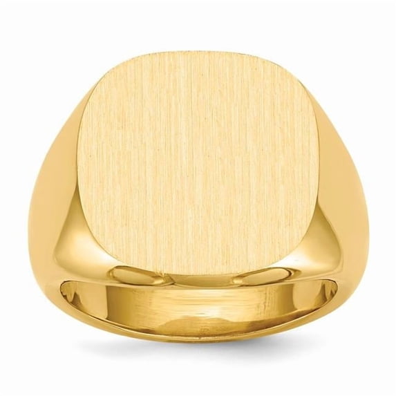 14K Yellow Gold 17 x 17 mm Closed Back Mens Signet Ring - Size 10