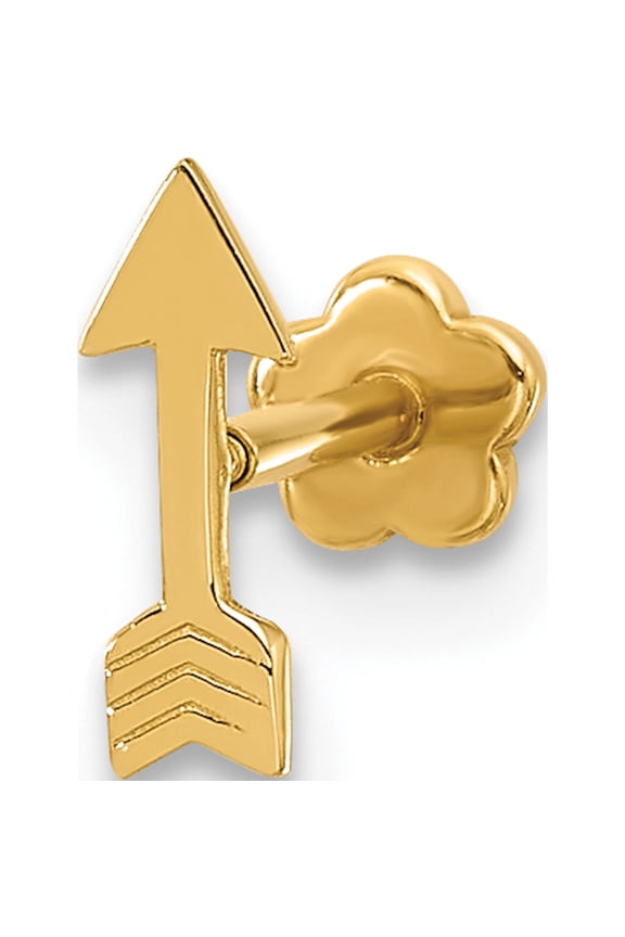 14K Yellow Gold 18 Gauge Polished Arrow Cartilage Body Jewelry