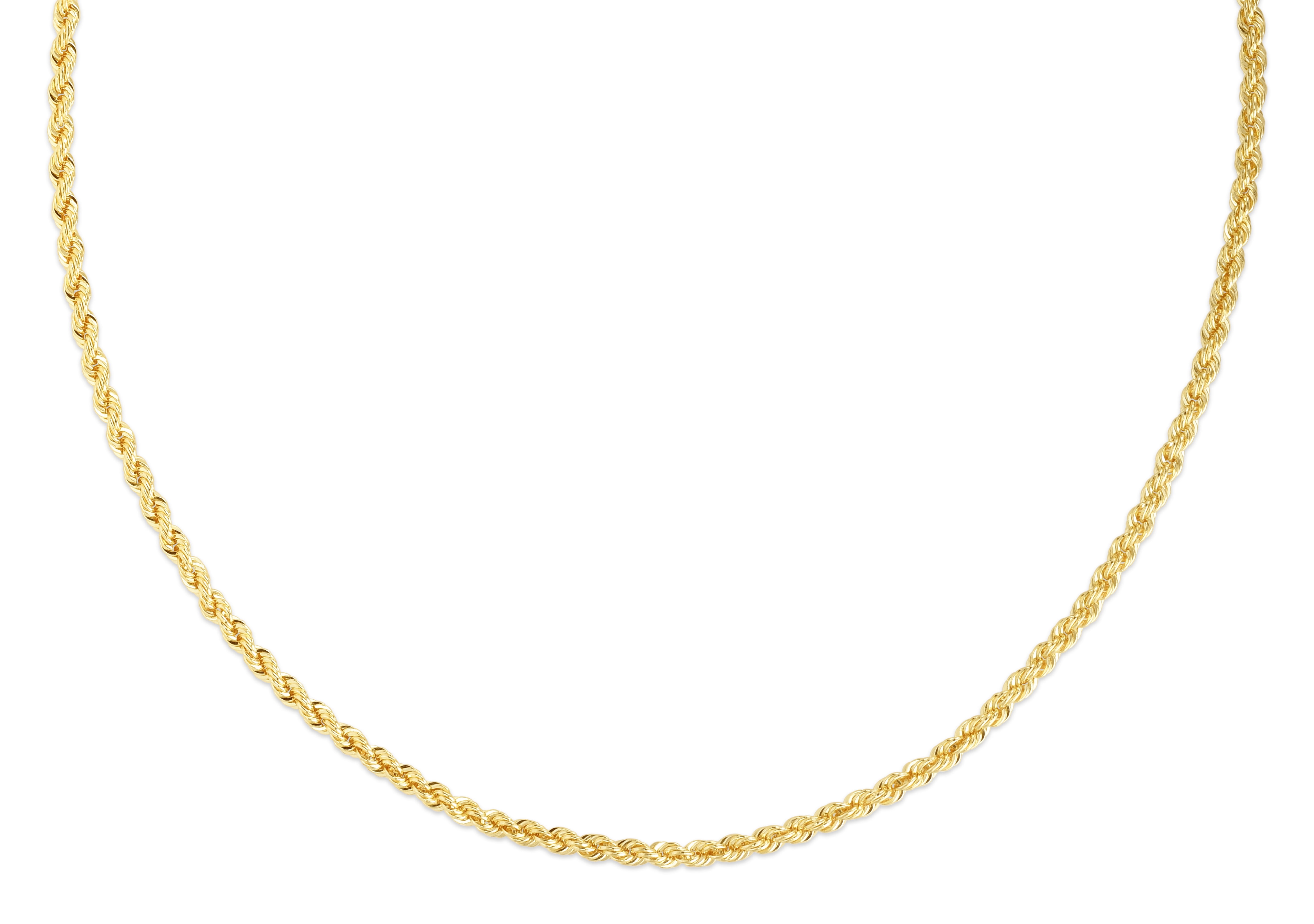 14K Yellow Gold 18in 2.5mm Solid Rope Chain with Lobster Clasp