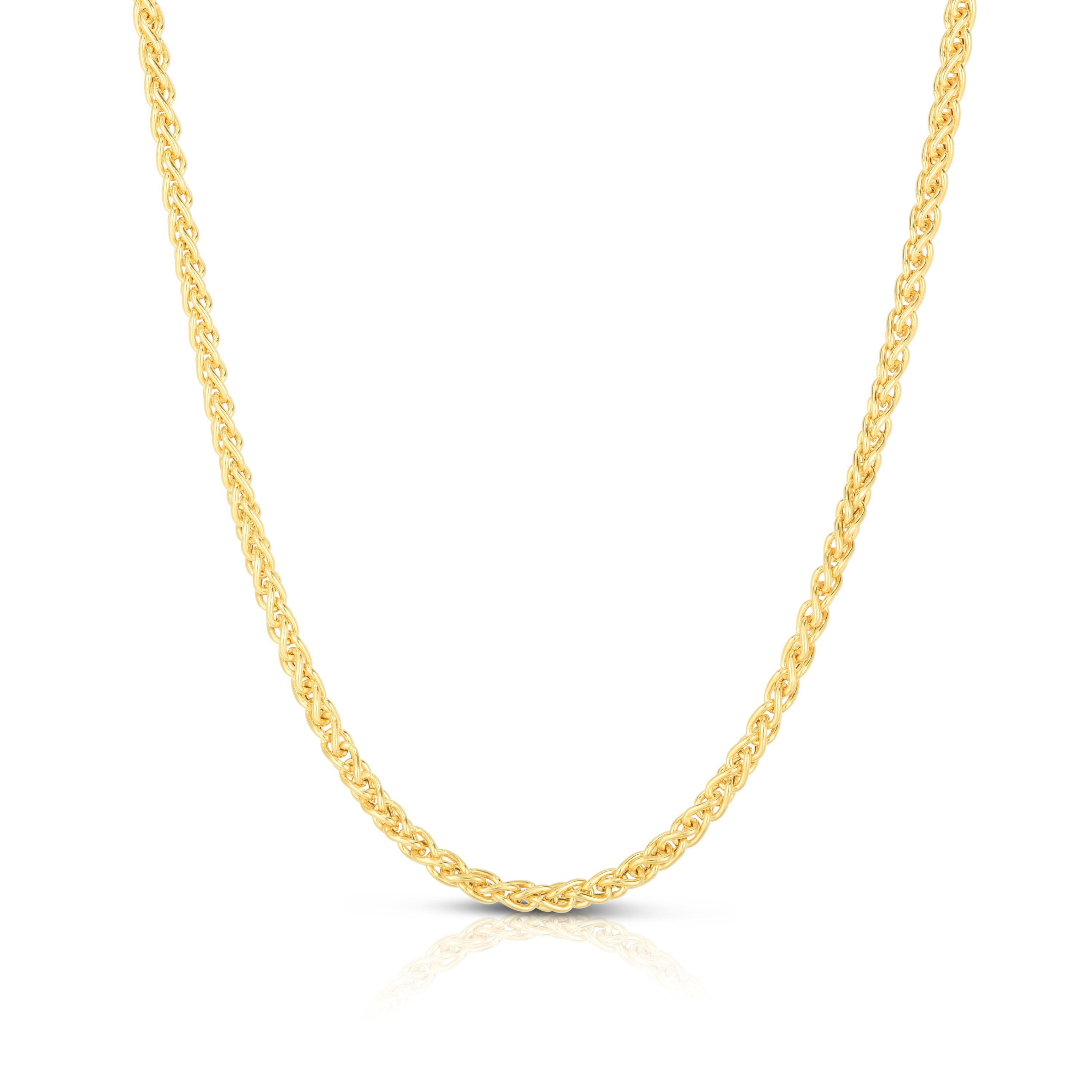 14K Yellow Gold 18in 2.8mm Round Wheat Chain with Lobster Clasp