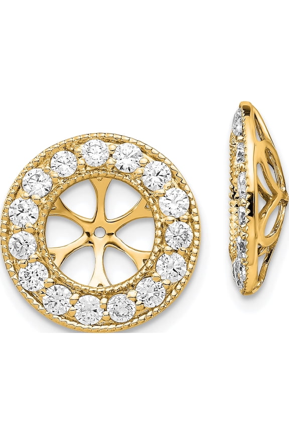 14K Yellow Gold 1 carat Diamond Circle Earring Jackets
