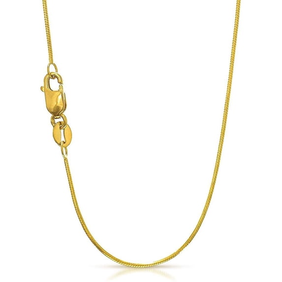14K Yellow Gold 1mm Octagonal Snake Pendant Chain, FREE Microfiber Cloth, Shiny Link Mens Womens Necklace, Giorgio Bergamo 18