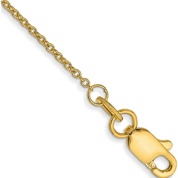 14K Yellow Gold 1mm Round Open Link Cable Chain Anklet (9 X 1) Made In South Africa pen53-9