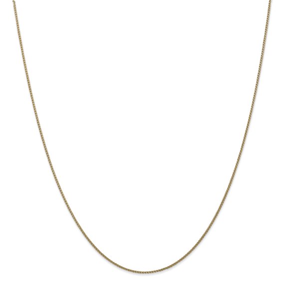 14K Yellow Gold 1mm Solid Diamond Cut Spiga Chain 30 Inch