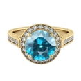 thumbnail image 1 of 14K Yellow Gold 2.10 ctw Blue Topaz Ring with Diamonds Halo Filigree With Accents, 1 of 7