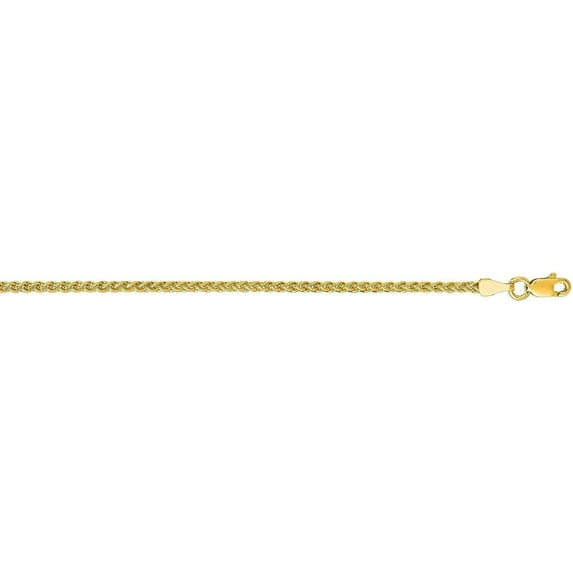 14K Yellow Gold 2.1mm Round Wheat Chain with Lobster Lock