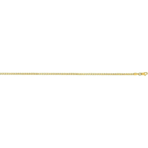 14K Yellow Gold 2.1mm Semi-Solid Box Chain with Lobster Lock