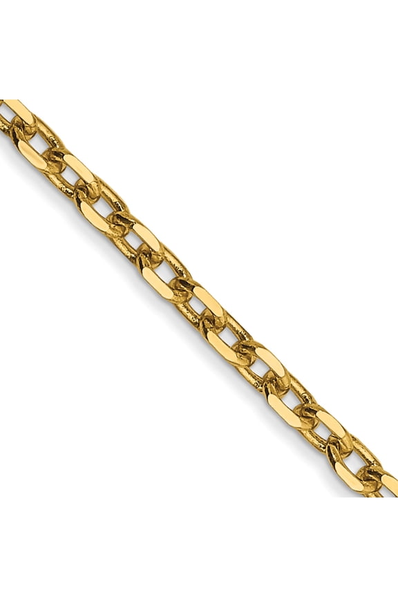 14K Yellow Gold 2.2mm D/C Round Open Link Cable Chain (18 X 2.2) Made In Peru pen205-18