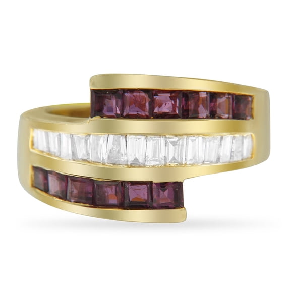 14K Yellow Gold 2.3ct TDW Treated Ruby Gemstone and Diamond Band (H-I ,SI1-SI2)