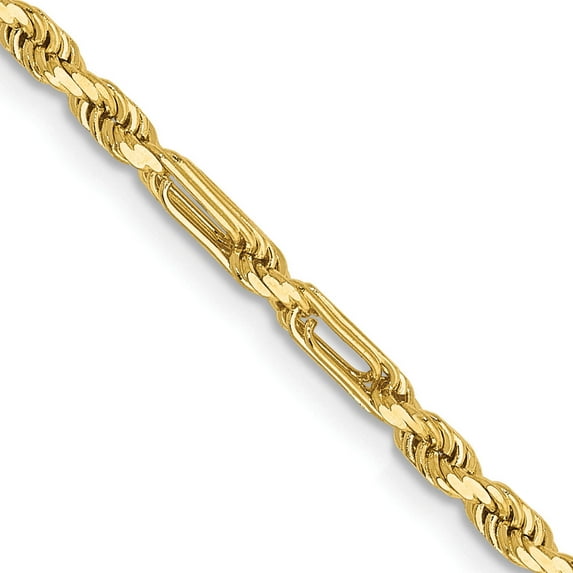 14K Yellow Gold 2.5mm D/C Milano Rope Chain (30 X 2.5) Made In Peru mil045-30