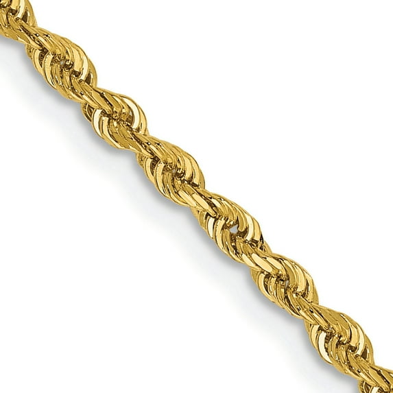 14K Yellow Gold 2.5mm Diamond Cut Quadruple Rope Chain Female Adult Necklace 24"