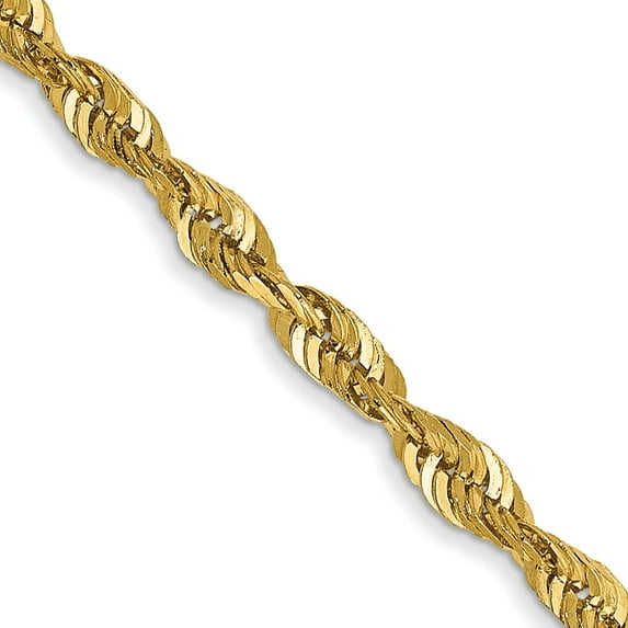 14K Yellow Gold 2.5mm Extra-Light D/C Rope Chain (24 X 2.5) Made In Peru exl021-24