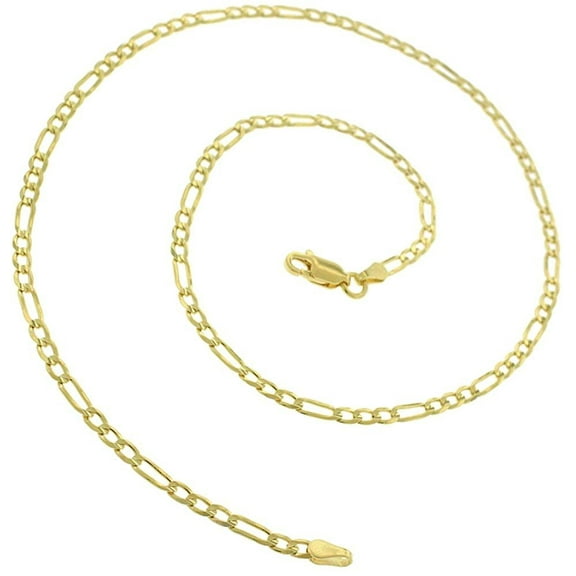 14K Yellow Gold 2.5mm Solid Figaro Chain, FREE Microfiber Cloth, Link Mens Womens Necklace, Giorgio Bergamo