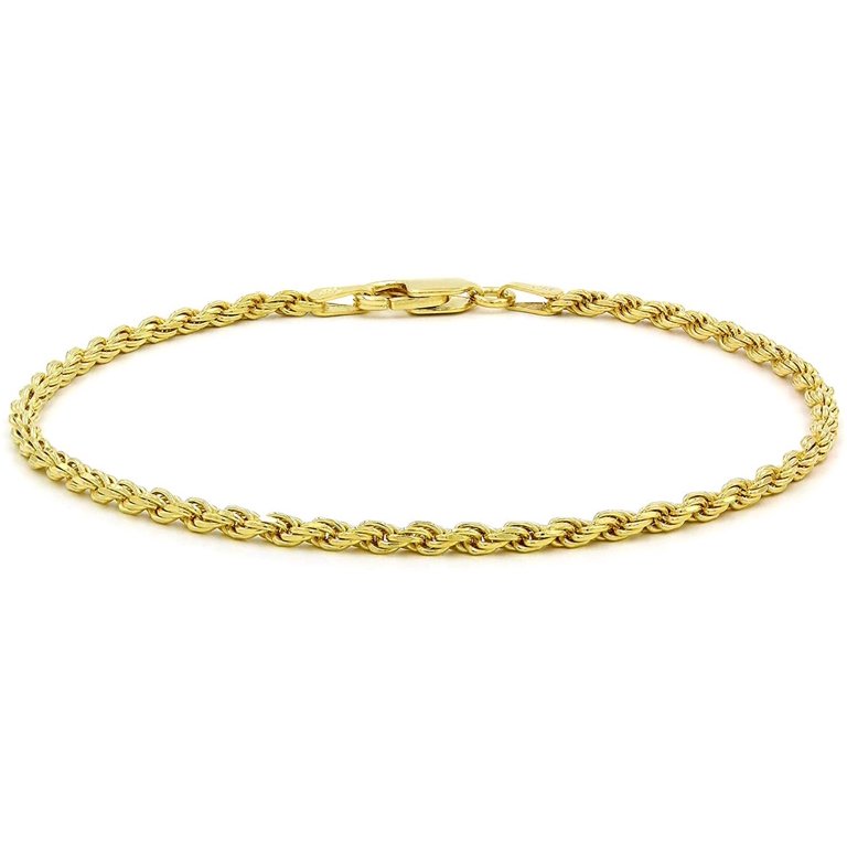 14k Solid Gold Rope Chain Bracelet 2.5mm