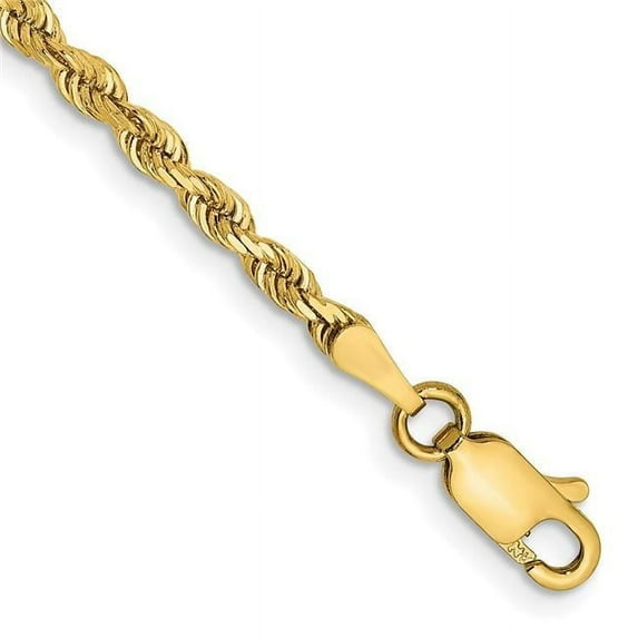 14K Yellow Gold 2.75 mm Diamond-Cut Quadruple Rope Chain 7 in. Bracelet