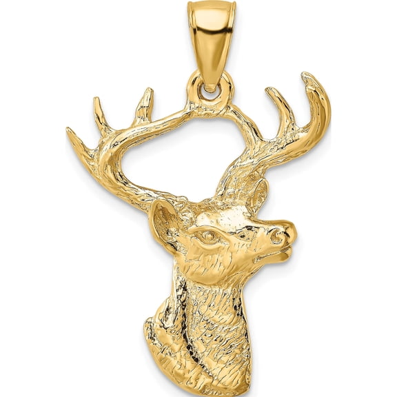 Jewelry by Sweet Pea 14K Yellow Gold 2-D Deer Head 8-Point Buck Profile Charm