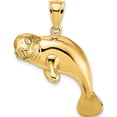 thumbnail image 1 of 14K Yellow Gold 2-D /Polished Swimming Manatee Charm (18.5 X 31.5) Made In United States k7997, 1 of 5